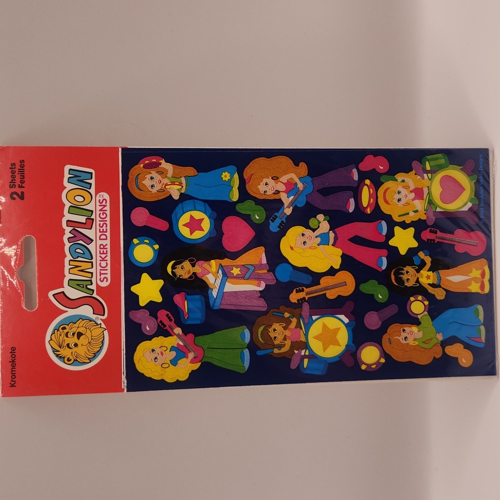 Vintage SandyLion Stickers Girl Band Instruments NIP 2 Sheets Sealed